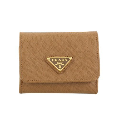 プラダ 三つ折り財布 コンパクト財布 レディース トライアングルロゴ サフィアーノ ブラウン PRADA 1MH044 QHH F03BH CARAMEL 0