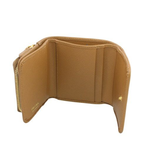 プラダ 三つ折り財布 コンパクト財布 レディース トライアングルロゴ サフィアーノ ブラウン PRADA 1MH044 QHH F03BH  CARAMEL 0