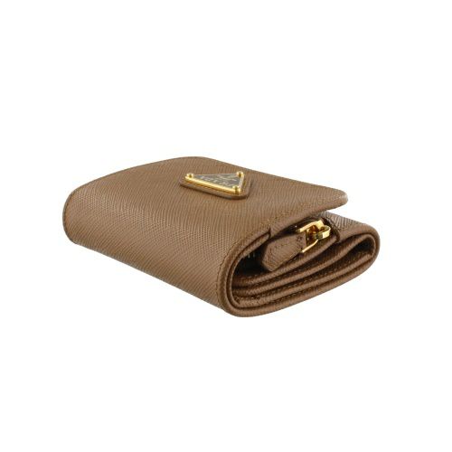 プラダ 三つ折り財布 コンパクト財布 レディース トライアングルロゴ サフィアーノ ブラウン PRADA 1MH044 QHH F03BH CARAMEL 0
