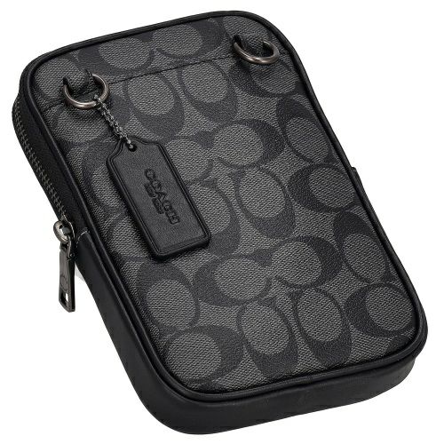 コーチ アウトレット ショルダーバッグ メンズ エイデン クロスボディ・シグネチャー キャンバス ブラック COACH OUTLET CO912 QBMI5 チャコール