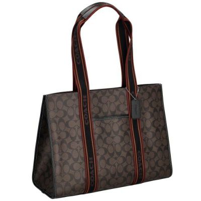 コーチ アウトレット トートバッグ レディース ラージ スミス トート・シグネチャー キャンバス ブラウン COACH OUTLET CM865 SVBMC シルバー/ブラウンマルチ