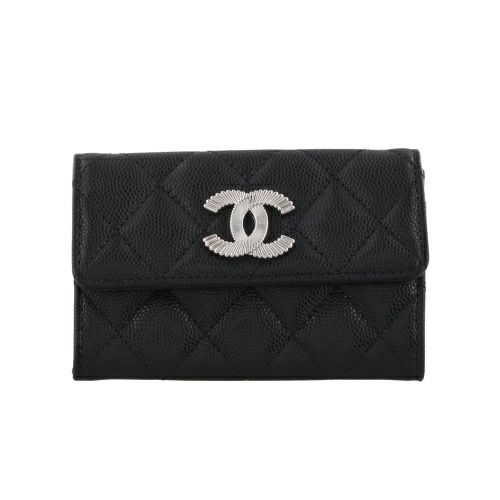 シャネル 三つ折り財布 レディース ココマーク ブラック CHANEL AP4328  