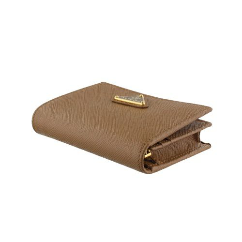 プラダ 二つ折り財布 レディース トライアングルロゴ サフィアーノ ブラウン PRADA 1MV021 QHH F03BH CARAMEL 0