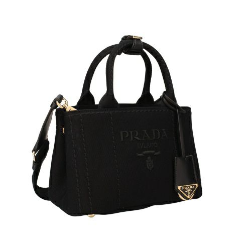 プラダ ハンドバッグ レディース カナパ CANAPA RICAMO ブラック PRADA 