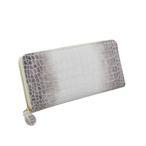 RODANIA クロコダイル風　長財布 ホワイト/グレー 訳あり 柄の出方が違う ヒマラヤ クロコダイル 長財布 ワニ革 RODANIA