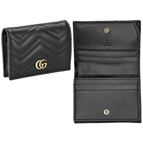 グッチ 二つ折り財布 レディース GGマーモント ブラック GUCCI 466492  