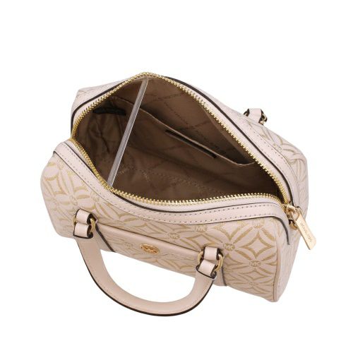 マイケルコース ショルダーバッグ レディース メタリック ロゴジャカード ダッフルクロスボディ スモール ホワイト MICHAEL KORS 35F4GTFC1J PL GLD MULTI