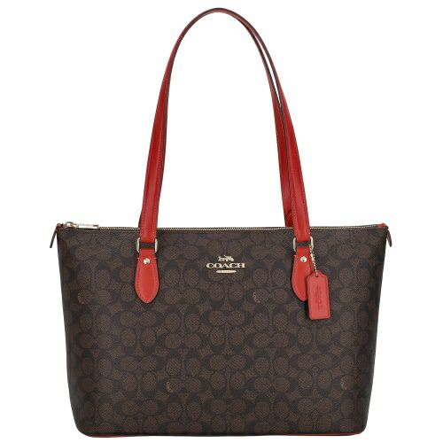 コーチ アウトレット トートバッグ レディース ギャラリー シグネチャー トート ブラウン COACH OUTLET CW381 IMXD0 ブラウン/レッド