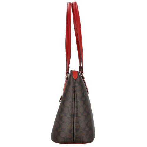 コーチ アウトレット トートバッグ レディース ギャラリー シグネチャー トート ブラウン COACH OUTLET CW381 IMXD0 ブラウン/レッド