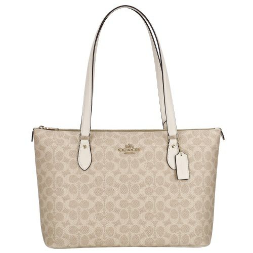 コーチ アウトレット トートバッグ レディース ギャラリー シグネチャー トート ホワイト COACH OUTLET CW381 IMXDM ベージュ/ホワイト