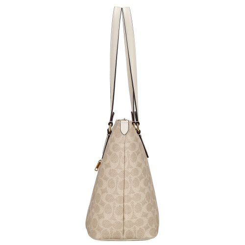 コーチ アウトレット トートバッグ レディース ギャラリー シグネチャー トート ホワイト COACH OUTLET CW381 IMXDM ベージュ/ホワイト