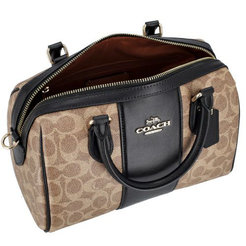 コーチ アウトレット ショルダーバッグ レディース シグネチャー ローワン サッチェル ブラック COACH OUTLET CW376 IMQRX ベージュ/ブラック