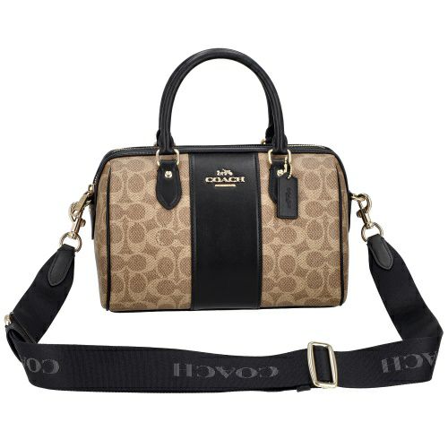 コーチ アウトレット ショルダーバッグ レディース シグネチャー ローワン サッチェル ブラック COACH OUTLET CW376 IMQRX ベージュ/ブラック