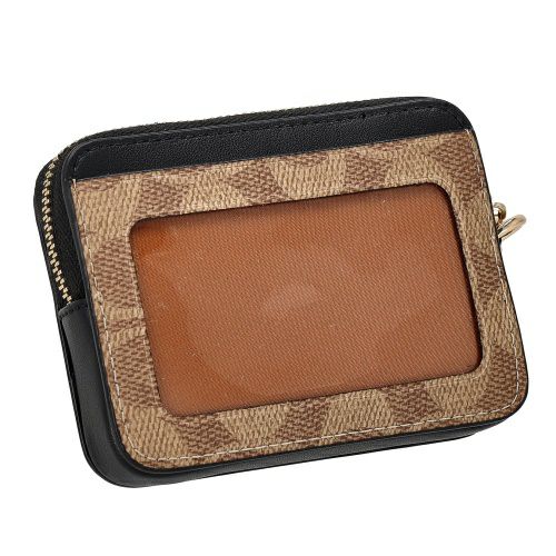 コーチ アウトレット コインケース レディース ジップ カード ケース・シグネチャー キャンバス ブラウン COACH OUTLET CW883 IMQRX ベージュ/ブラック