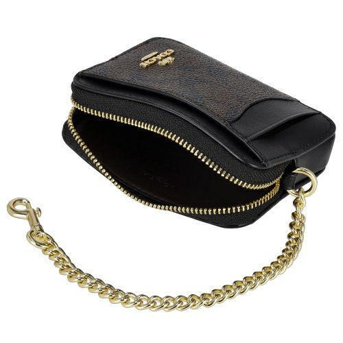 コーチ アウトレット コインケース レディース ジップ カード ケース・シグネチャー キャンバス ブラウン COACH OUTLET CW883 IMXAQ ウォルナット/ブラック