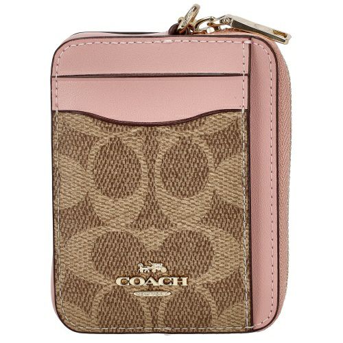 コーチ アウトレット コインケース レディース ジップ カード ケース・シグネチャー キャンバス ピンク COACH OUTLET CW883 IMXB0 ピンク/ベージュ