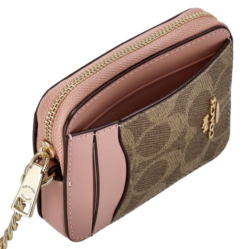 コーチ アウトレット コインケース レディース ジップ カード ケース・シグネチャー キャンバス ピンク COACH OUTLET CW883 IMXB0 ピンク/ベージュ