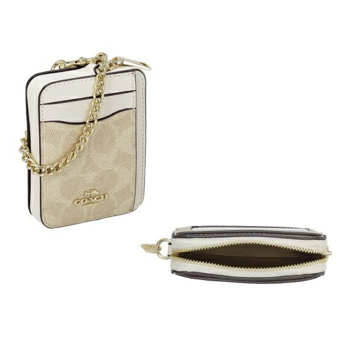 コーチ アウトレット コインケース レディース ジップ カード ケース・シグネチャー キャンバス ホワイト COACH OUTLET CW883 IMXDM サンド/チョーク