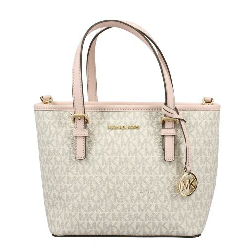 マイケルコース トートバッグ レディース ジェット セット トラベル シグネチャー エクストラ スモール キャリーオール コンバーチブル トップ ジップ トート ホワイト MICHAEL KORS 35T9GTVT0B PWD BLSH MLT