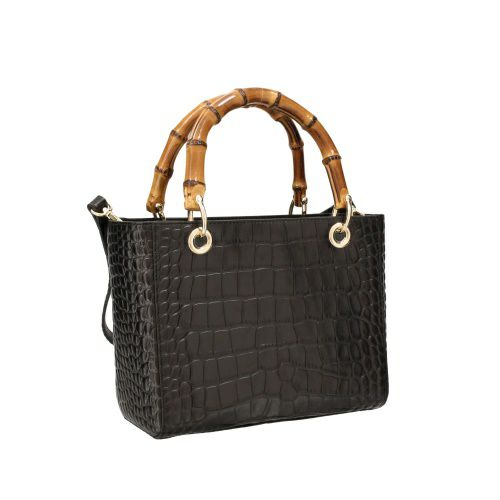 RODANIA ロダニア　ハンドバッグ 正規品 美品】 RODANIA ブラック クロコダイル ハンドバッグ