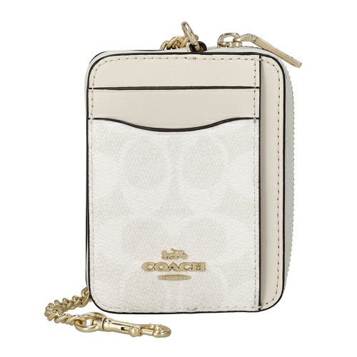 コーチ アウトレット コインケース カードケース レディース ジップ カード ケース・シグネチャー キャンバス ホワイト COACH OUTLET CW883 IMXU5 ホワイト/チョーク