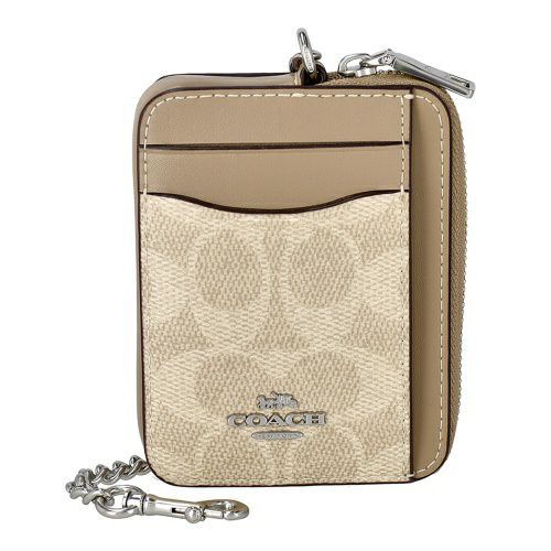 コーチ アウトレット コインケース カードケース レディース ジップ カード ケース・シグネチャー キャンバス ブラウン COACH OUTLET CW883 SVPWH サンド/トープ