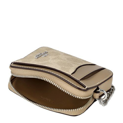 コーチ アウトレット コインケース カードケース レディース ジップ カード ケース・シグネチャー キャンバス ブラウン COACH OUTLET CW883 SVPWH サンド/トープ