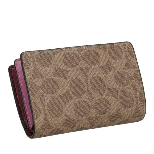 コーチ アウトレット 二つ折り財布 レディース ミディアム コーナー ジップ ウォレット・シグネチャー キャンバス ブラウン COACH OUTLET CW786 IMXVS