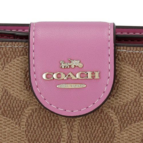 コーチ アウトレット 二つ折り財布 レディース ミディアム コーナー ジップ ウォレット・シグネチャー キャンバス ブラウン COACH OUTLET CW786 IMXVS