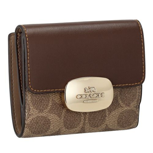 コーチ アウトレット 二つ折り財布 レディース エライザ スモール ウォレット・シグネチャー キャンバス ブラウン COACH OUTLET CW801 IMXHE タン/ブラウン