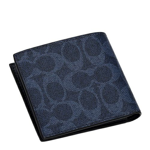 コーチ アウトレット 二つ折り財布 メンズ コイン ウォレット・シグネチャー キャンバス ネイビー COACH OUTLET CY406 QBN2V デニム/ミッドナイトネイビー