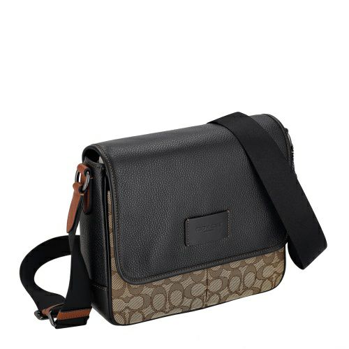 コーチ アウトレット ショルダーバッグ メンズ スプリント マップ バッグ 25・シグネチャー ジャカード ブラウン COACH OUTLET CE534 QBV1R カーキ/ブラックマルチ