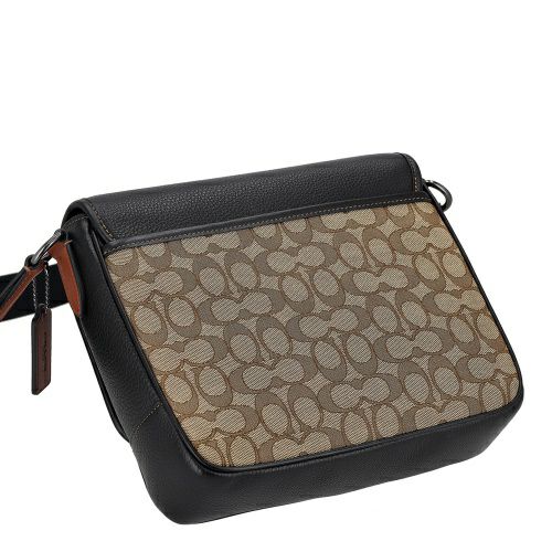 コーチ アウトレット ショルダーバッグ メンズ スプリント マップ バッグ 25・シグネチャー ジャカード ブラウン COACH OUTLET CE534 QBV1R カーキ/ブラックマルチ