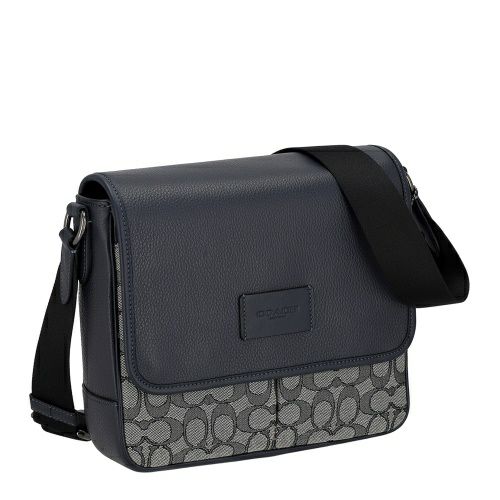 コーチ アウトレット ショルダーバッグ メンズ スプリント マップ バッグ 25・シグネチャー ジャカード ブラック COACH OUTLET CE534 QBV41 ネイビー/ミッドナイト