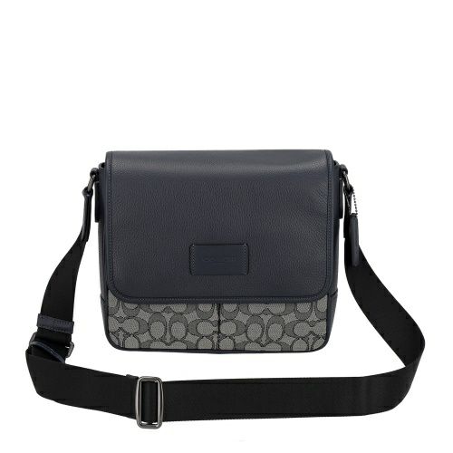 コーチ アウトレット ショルダーバッグ メンズ スプリント マップ バッグ 25・シグネチャー ジャカード ブラック COACH OUTLET CE534 QBV41 ネイビー/ミッドナイト