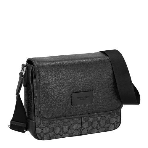 コーチ アウトレット ショルダーバッグ メンズ スプリント マップ バッグ 25・シグネチャー ジャカード ブラック COACH OUTLET CE534 SVO1U チャコール/ブラック