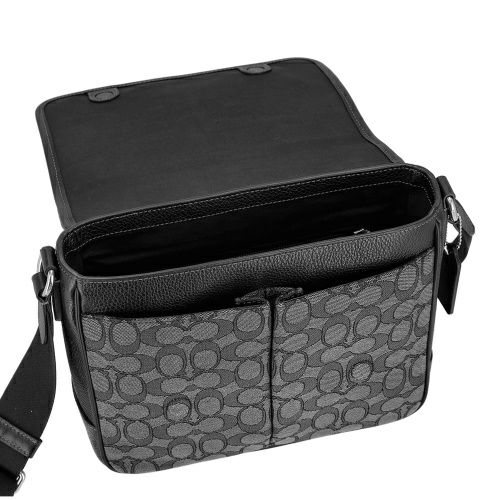 コーチ アウトレット ショルダーバッグ メンズ スプリント マップ バッグ 25・シグネチャー ジャカード ブラック COACH OUTLET CE534 SVO1U チャコール/ブラック