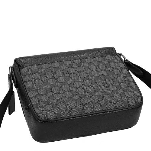 コーチ アウトレット ショルダーバッグ メンズ スプリント マップ バッグ 25・シグネチャー ジャカード ブラック COACH OUTLET CE534 SVO1U チャコール/ブラック