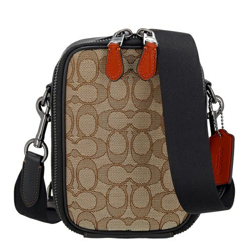 コーチ アウトレット ショルダーバッグ メンズ スタントン クロスボディ・シグネチャー ジャカード ブラウン COACH OUTLET CH097 QBV1R