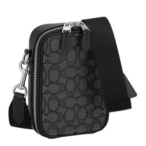 コーチ アウトレット ショルダーバッグ メンズ スタントン クロスボディ・シグネチャー ジャカード ブラック COACH OUTLET CH097 SVO1U チャコール/ブラック