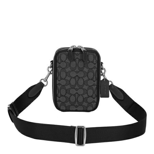 コーチ アウトレット ショルダーバッグ メンズ スタントン クロスボディ・シグネチャー ジャカード ブラック COACH OUTLET CH097 SVO1U チャコール/ブラック
