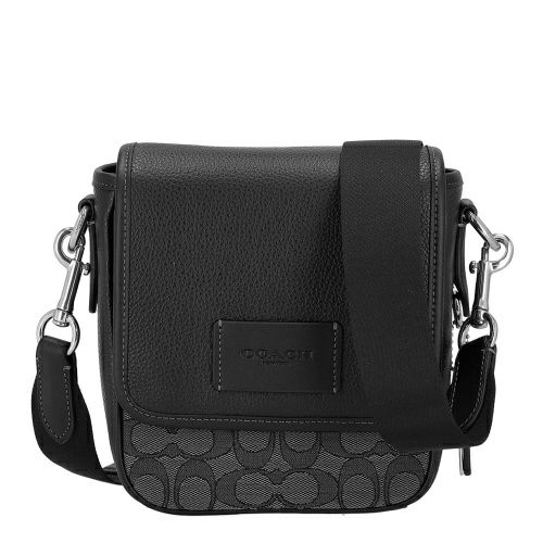 コーチ アウトレット ショルダーバッグ メンズ ルーカス クロスボディ・シグネチャー ジャカード ブラック COACH OUTLET CO915 SVO1U チャコール/ブラック