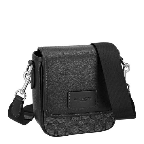 コーチ アウトレット ショルダーバッグ メンズ ルーカス クロスボディ・シグネチャー ジャカード ブラック COACH OUTLET CO915 SVO1U チャコール/ブラック