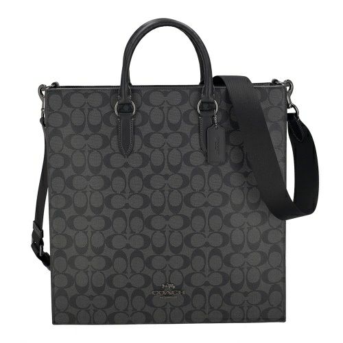 コーチ アウトレット ショルダーバッグ メンズ ディラン ラージ トート・シグネチャー キャンバス ブラック COACH OUTLET CR314 QBMI5 チャコール/ブラック
