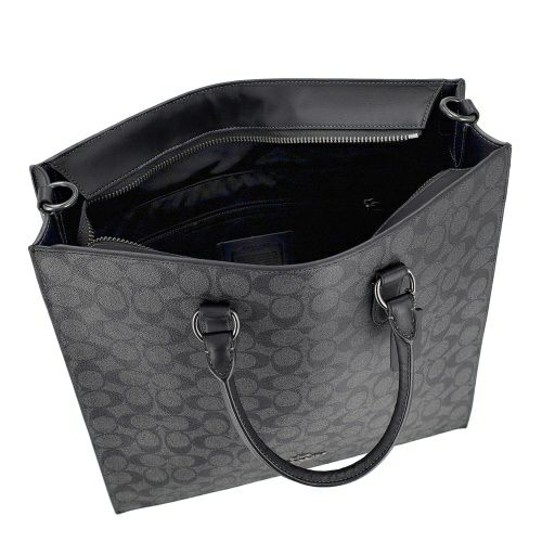 コーチ アウトレット ショルダーバッグ メンズ ディラン ラージ トート・シグネチャー キャンバス ブラック COACH OUTLET CR314 QBMI5 チャコール/ブラック