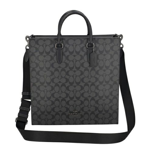 コーチ アウトレット ショルダーバッグ メンズ ディラン ラージ トート・シグネチャー キャンバス ブラック COACH OUTLET CR314 QBMI5 チャコール/ブラック