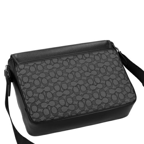 コーチ アウトレット ショルダーバッグ メンズ スプリント メッセンジャー・シグネチャー ジャカード ブラック COACH OUTLET CR334 SVO1U チャコール/ブラック