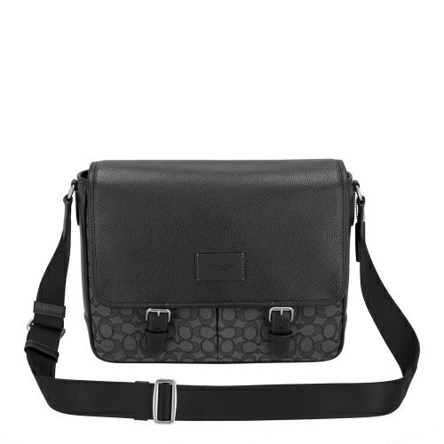 コーチ アウトレット ショルダーバッグ メンズ スプリント メッセンジャー・シグネチャー ジャカード ブラック COACH OUTLET CR334 SVO1U チャコール/ブラック