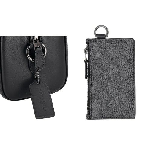 コーチ アウトレット ショルダーバッグ メンズ アクセル クロスボディ バッグ・シグネチャー キャンバス ブラック COACH OUTLET CV762 QBMI5 チャコール/ブラック