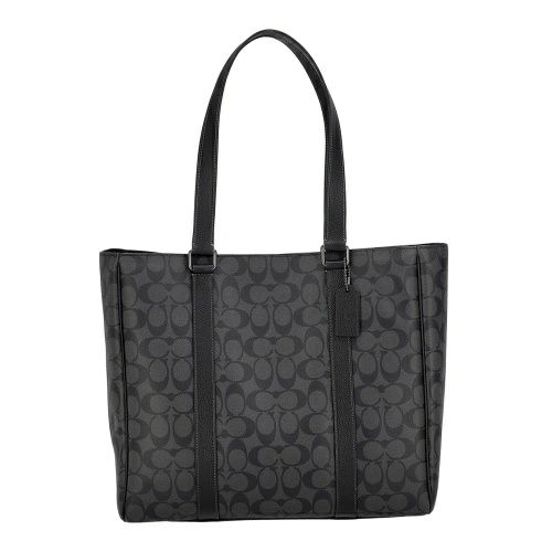 コーチ アウトレット トートバッグ メンズ ハドソン ダブル ハンドル トート・シグネチャー キャンバス ブラック COACH OUTLET CR385 QBMI5 チャコール/ブラック